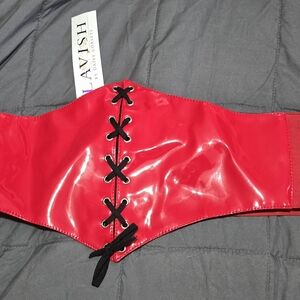 Lavish by Daisy Red Corset Belt with Black Tie Size 5X NWT